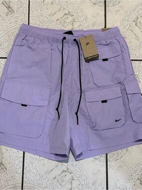 New Nike Tech Woven Cargo Shorts Purple Black Men's Size Medium HJ0677-515